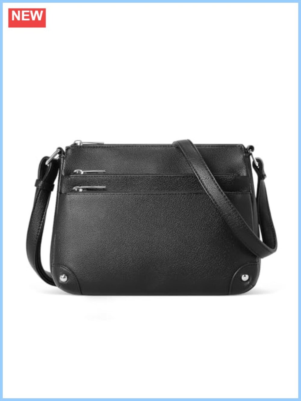 WESTBRONCO Women's Medium Crossbody Shoulder Bag Vegan Leather Multi Zipper